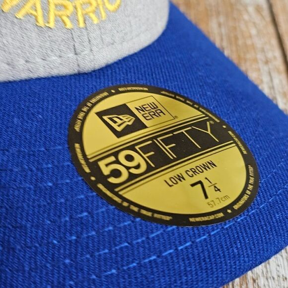 Golden State Warriors New Era Hat Cap Low Crown Grey Blue Gold 59FIFTY 7 1/4 GSW - Picture 12 of 15